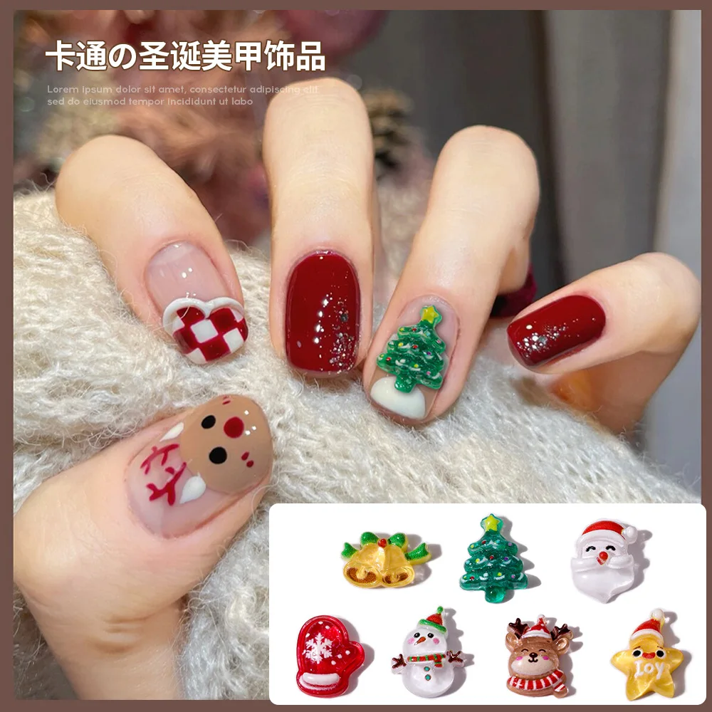 20 stks Kerst Charms Nail Art Herfst/winter Decoratie Onderdelen Nieuwjaar 2025 Kerstman Sneeuwpop Beer 3D Cartoon Nagel accessoires