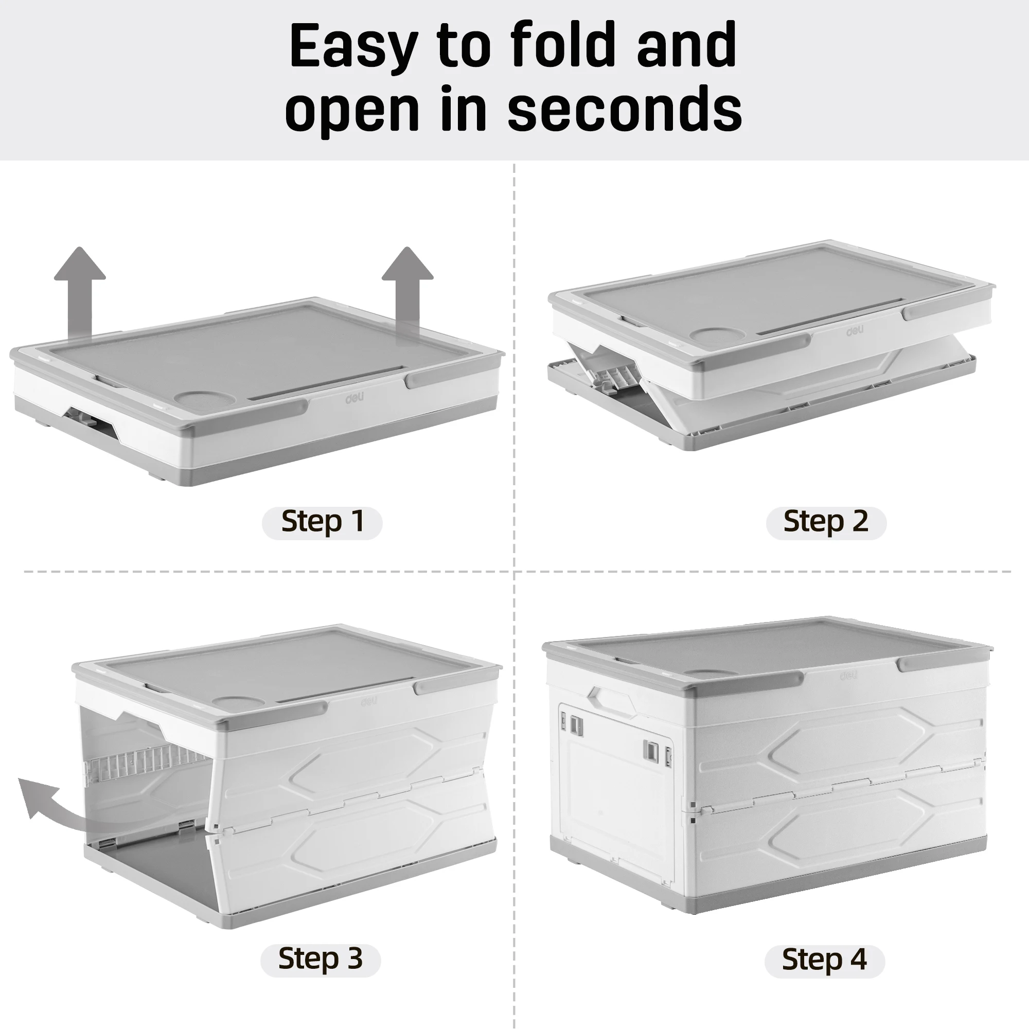 Deli 55L Foldable Storage Box,Eco-Friendly PP Material for Durable and Space-Saving Organization of Household Items