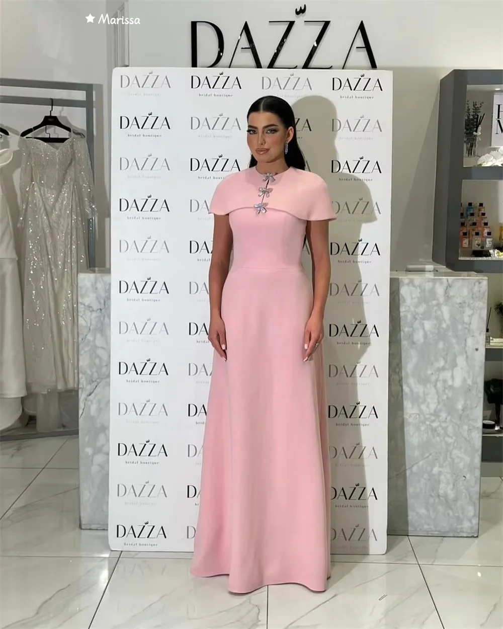 فساتين سهرة ماريسا للسيدات فساتين حفلات أنيقة للنساء فاخرة مصنوعة حسب الطلب على شكل حرف a من الساتان بدون أكمام ورقبة على شكل فيونكة للحفلات الراقصة