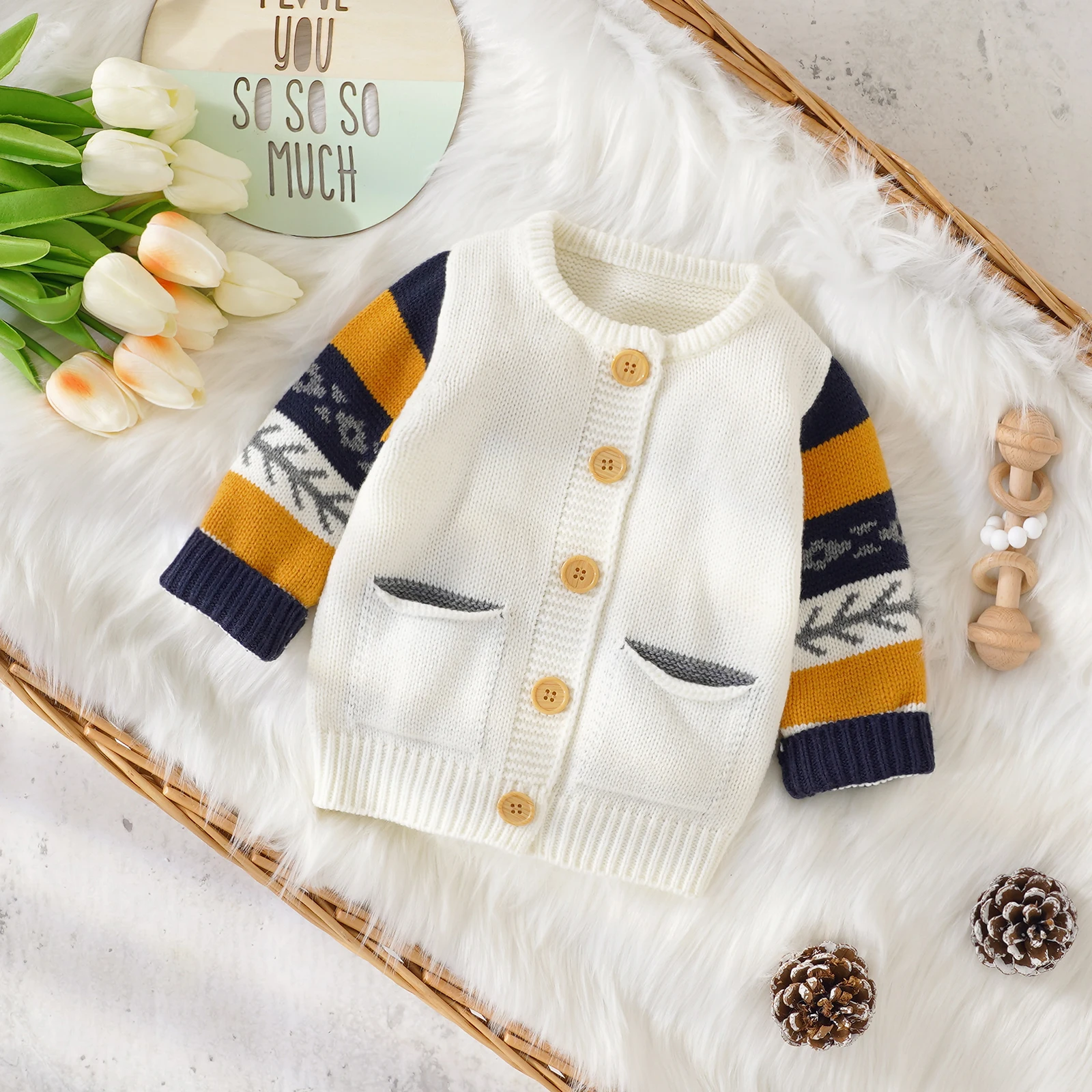 

Baby Sweater Newborn Knit Toddler Children Clothes 0-18M Tops Fashion Striped Jacket Infant Boy Girl Cardigan Long Sleeve Autumn