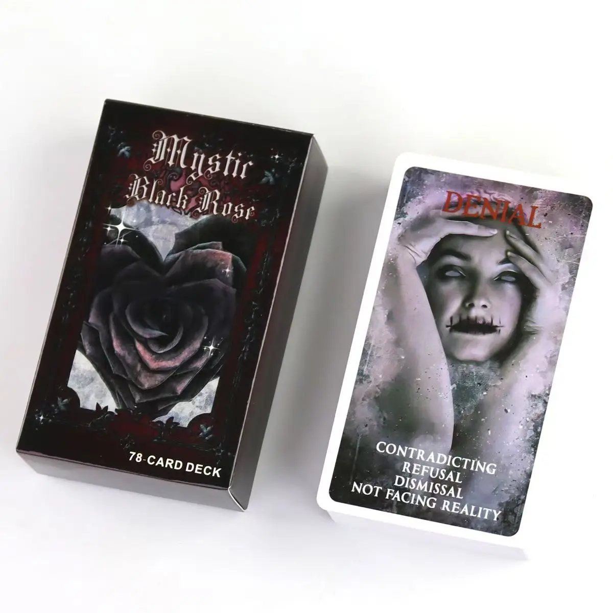 10.3*6cm 78 Pcs Mystic Black Rose Oracle Deck Situations Tarot Cards Twin Flame Love Keywords Deck Healing Shadow Work Unique