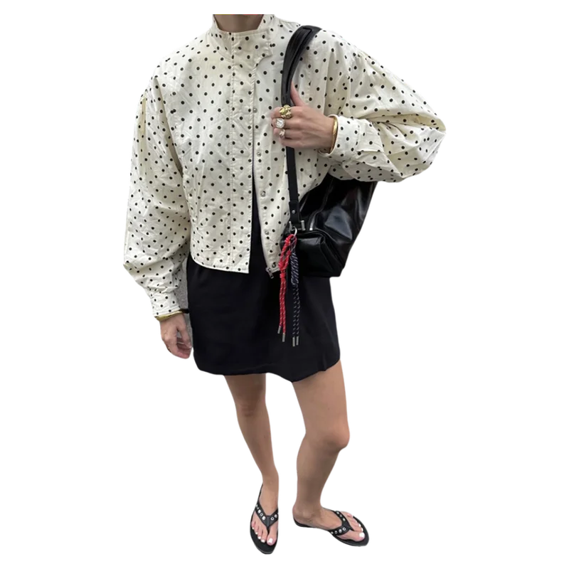 Dames losse lange Sve rits print opstaande kraag Jaet dunne werkkleding bovenkleding casual Sle Faion set herfst lente