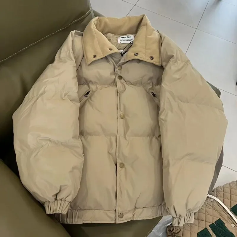 

​Warm Quilted Coat with Zipper Closure Urban Japanese City Boy Winter Jacket for Men Women Multi Pocket Design​