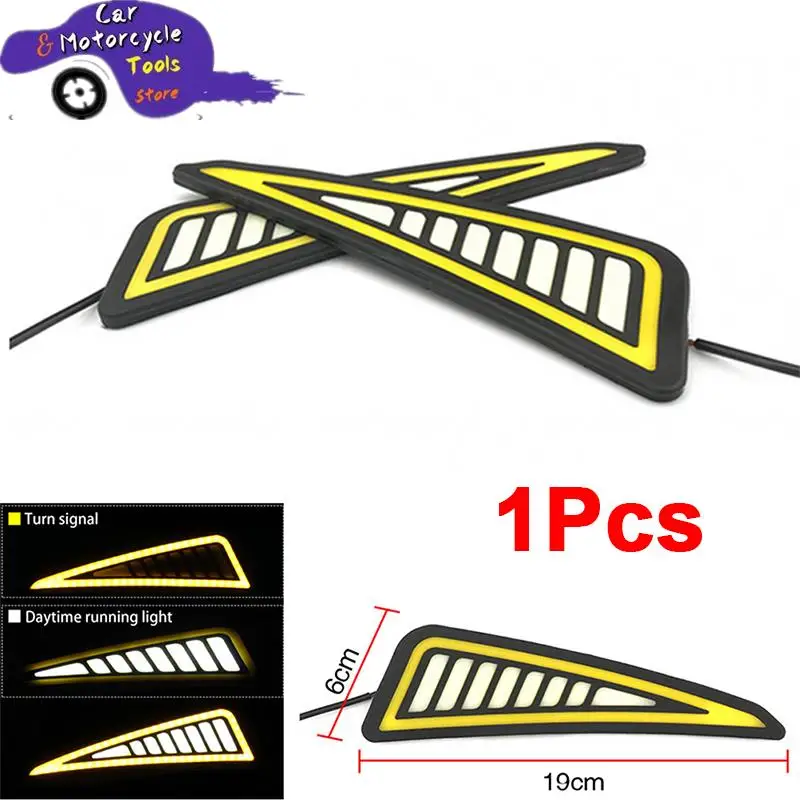 1pc Car LED Silicone Waterproof DRL Strips COB LED Automobile Daytime Running Light Bumper Light Strip Medium Lights