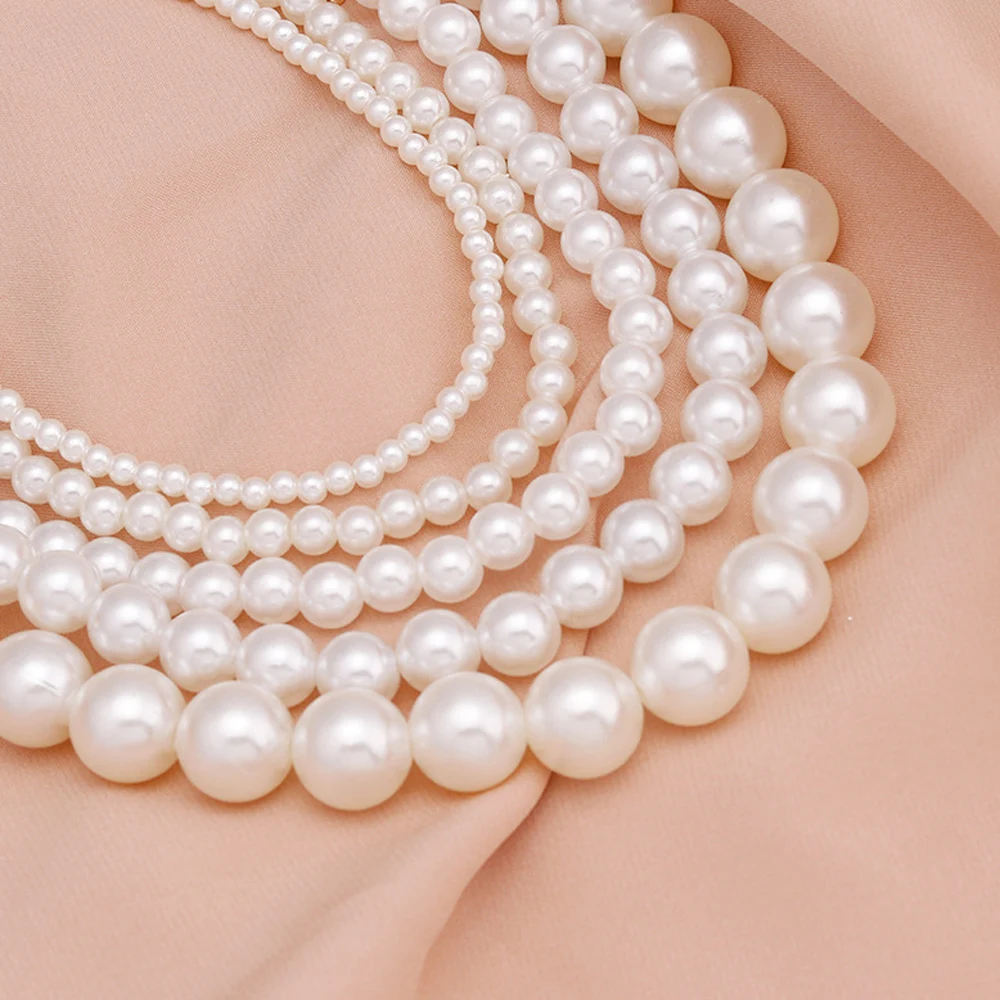 New Trendy Imitation Pearl Necklace Men Temperament Simple Handmade Strand Bead Necklace For Women Jewelry Gift Pearl Necklace