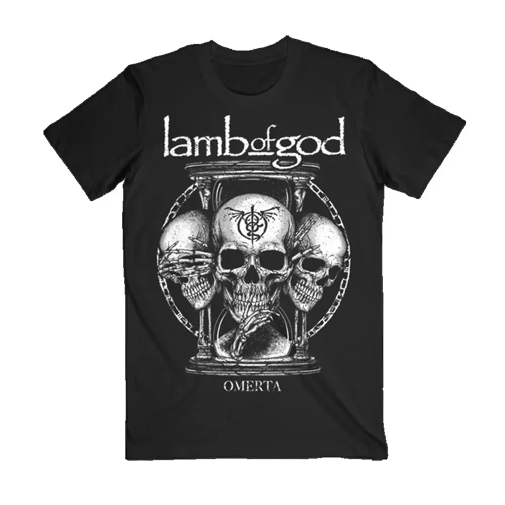 Camiseta de algodón con diseño de cordero de Dios para hombre, ropa de calle con calavera de American Rock Heavy Trash Metal Core, banda de música, gran oferta, 2025