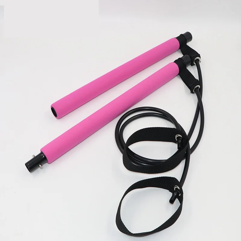 x3 resistance band bar Portable Yoga Pilates Bar Stick with Resistance Band Home Gym Muscle Toning Bar Fitness Stretching