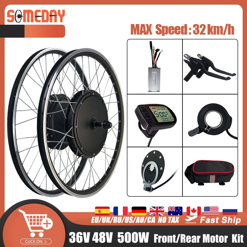 

EBike Conversion Kit 20-29Inch 700C 36V 48V 500W Brushless Gearless Front Rear Hub Motor Wheel For Electric Bike Conversion Kit