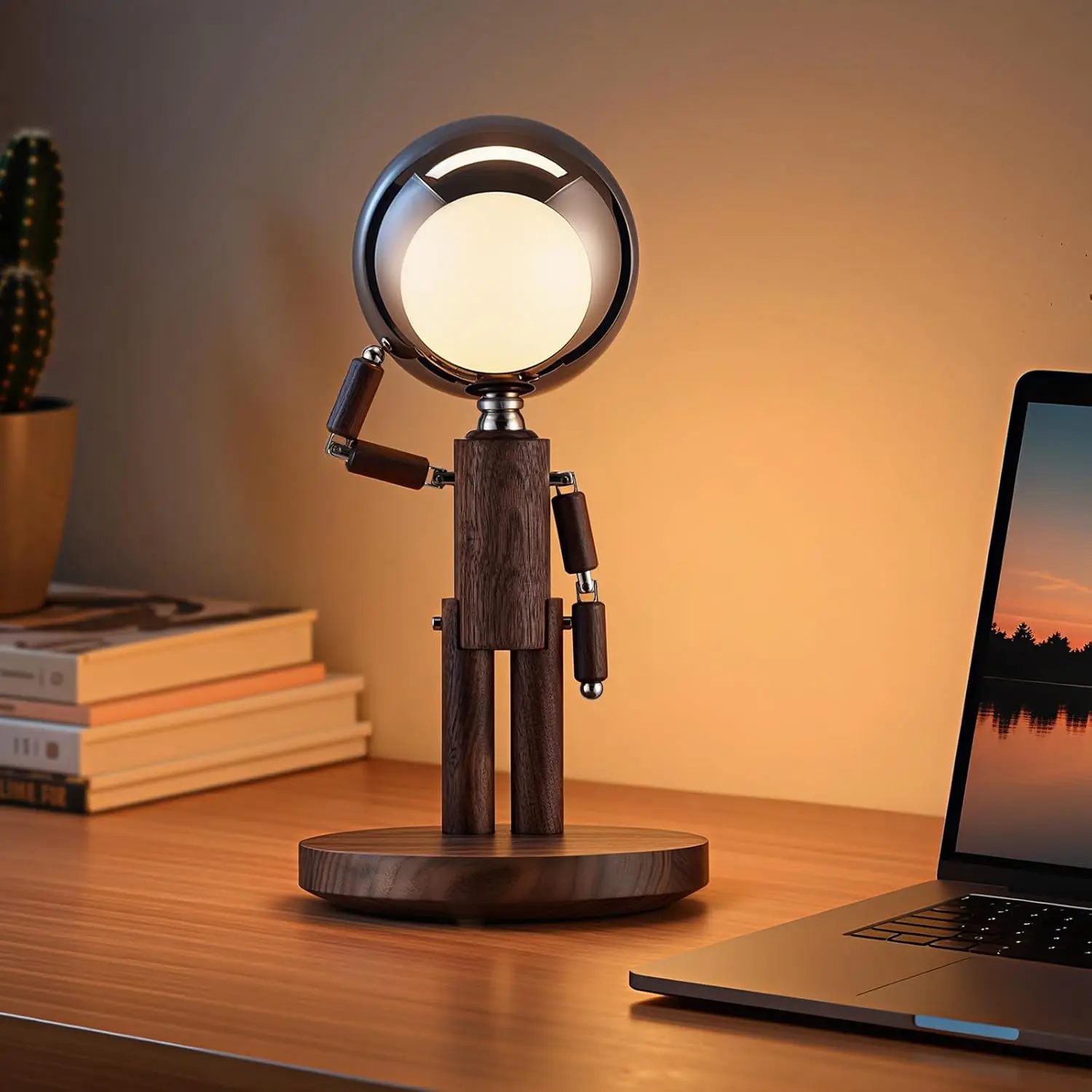 

Rechargeable Wooden Desk Lamp with Touch Control, Stepless Dimming & 3 Color Temperatures for Bedroom Office Decor