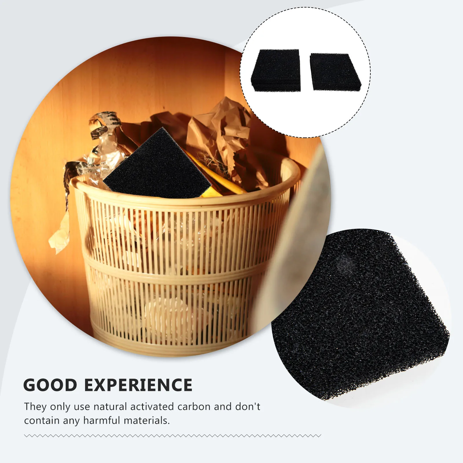 

10Pcs Litter Box Filtration Pad Odor Control Inserts for Trash Can Activated Carbon Deodorizer Home Bathroom Kitchen Waste Bin