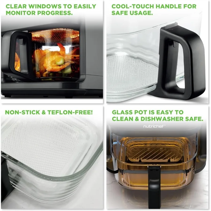 5.8クォート エアフライヤー 81種類のプリセット調理モード 透明なフライボウルで最高の調理結果を実現 エビ、ステーキ、フライドポテト、手羽先、チキンなどに