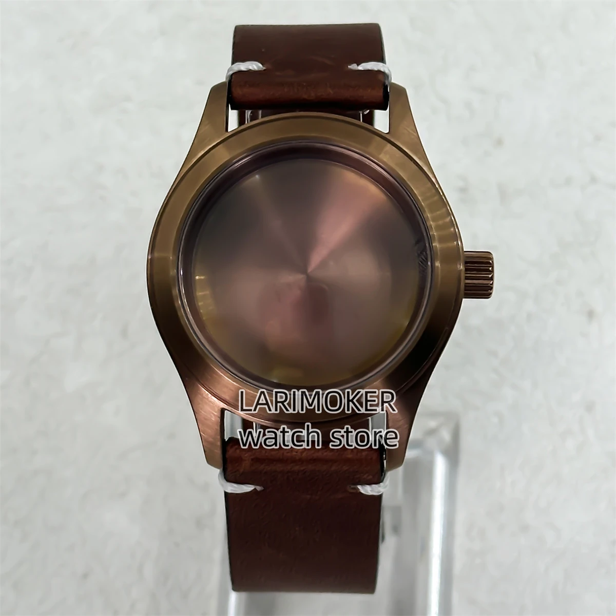 BLIGER 39mm nuevo Esfera marrón con correa de goma retro 100m caja de acero inoxidable resistente al agua accesorios de modificación de reloj