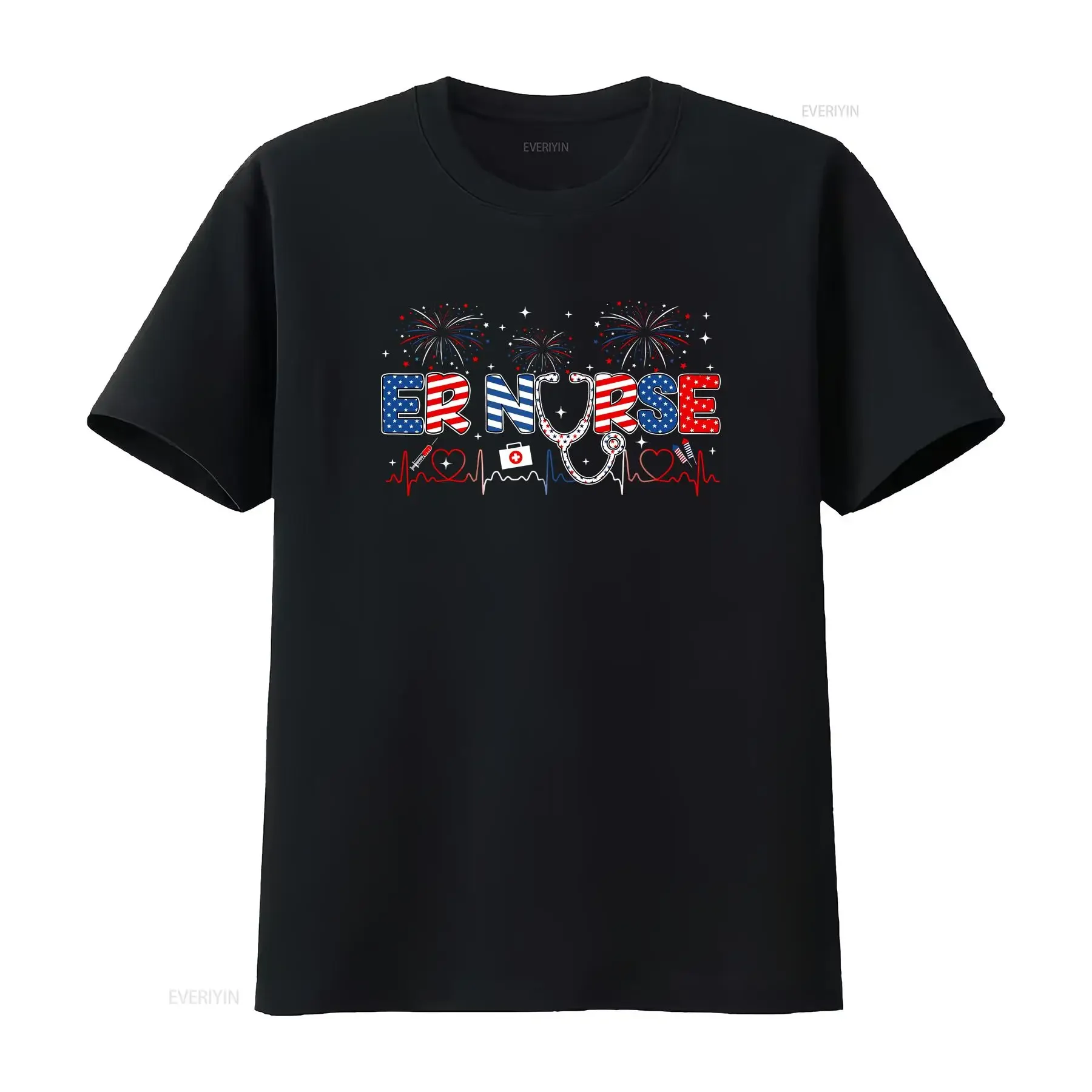 ER Nurse 4th of July American Flag Patriotic USA Stethoscope T Shirt SweaT 18862 vintage Washed streetwear Comfortable