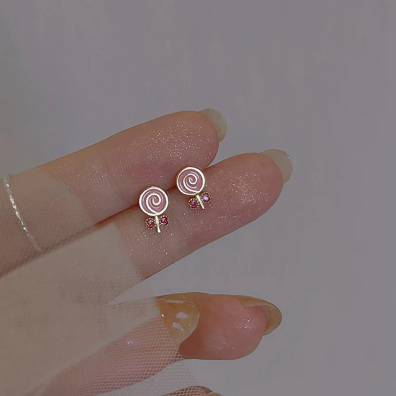 Hypoallergenic Exquisite Cute Ice Cream Lollipop Stud Earrings For Women Girls Sweet Playful Daily Commuting Jewelry Accessories