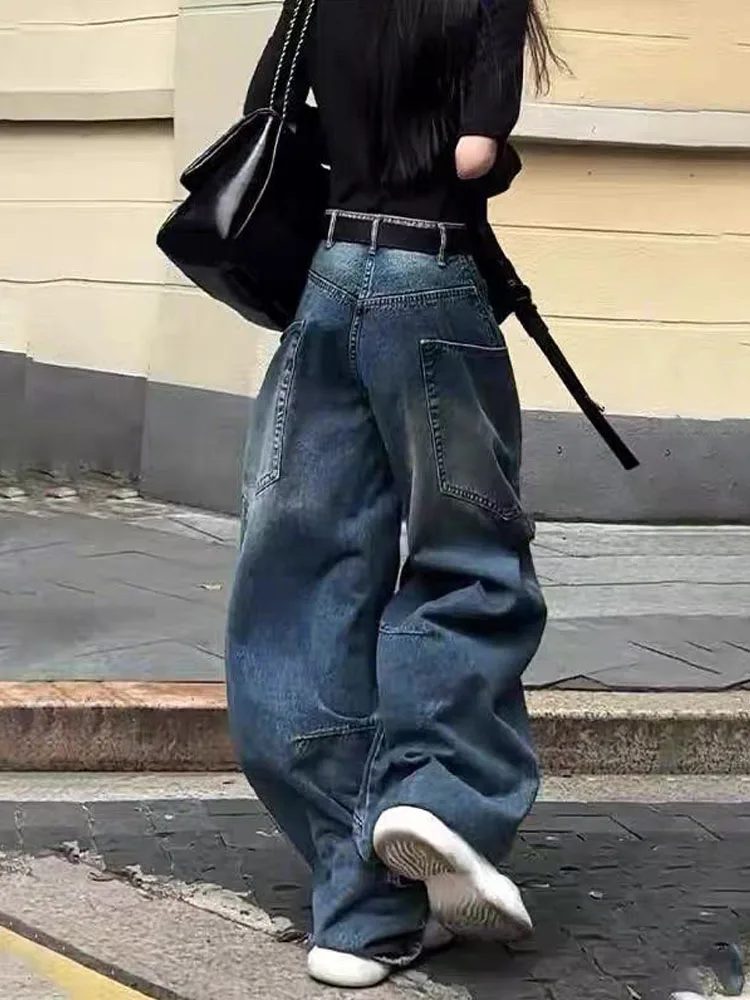 

Женские джинсы свободного кроя с прямыми штанинами, повседневные, с высокой талией, из денима, весенние, новинка, дизайн «лезвие», дышащие