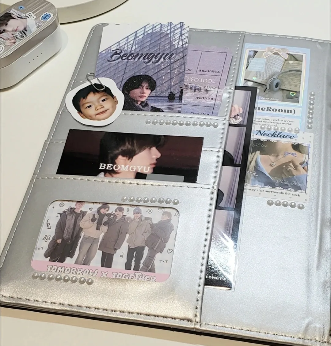 MINKYS PU Leather Silver A5 Kpop Photocards Collect Binder idol Photo Card Book Idol Storage Album Stationery