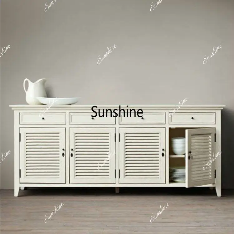 French Country Side Cabinet Antique White Locker