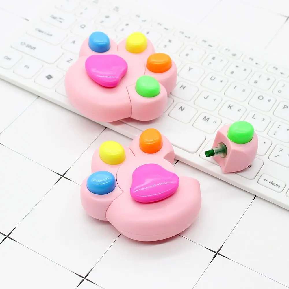 

Stamps Cartoon Cat Paw Highlighter Pen Marking Handmade Funnyl Highlighter Pen DIY Graffiti Fluorescent Marker Birthday Gift