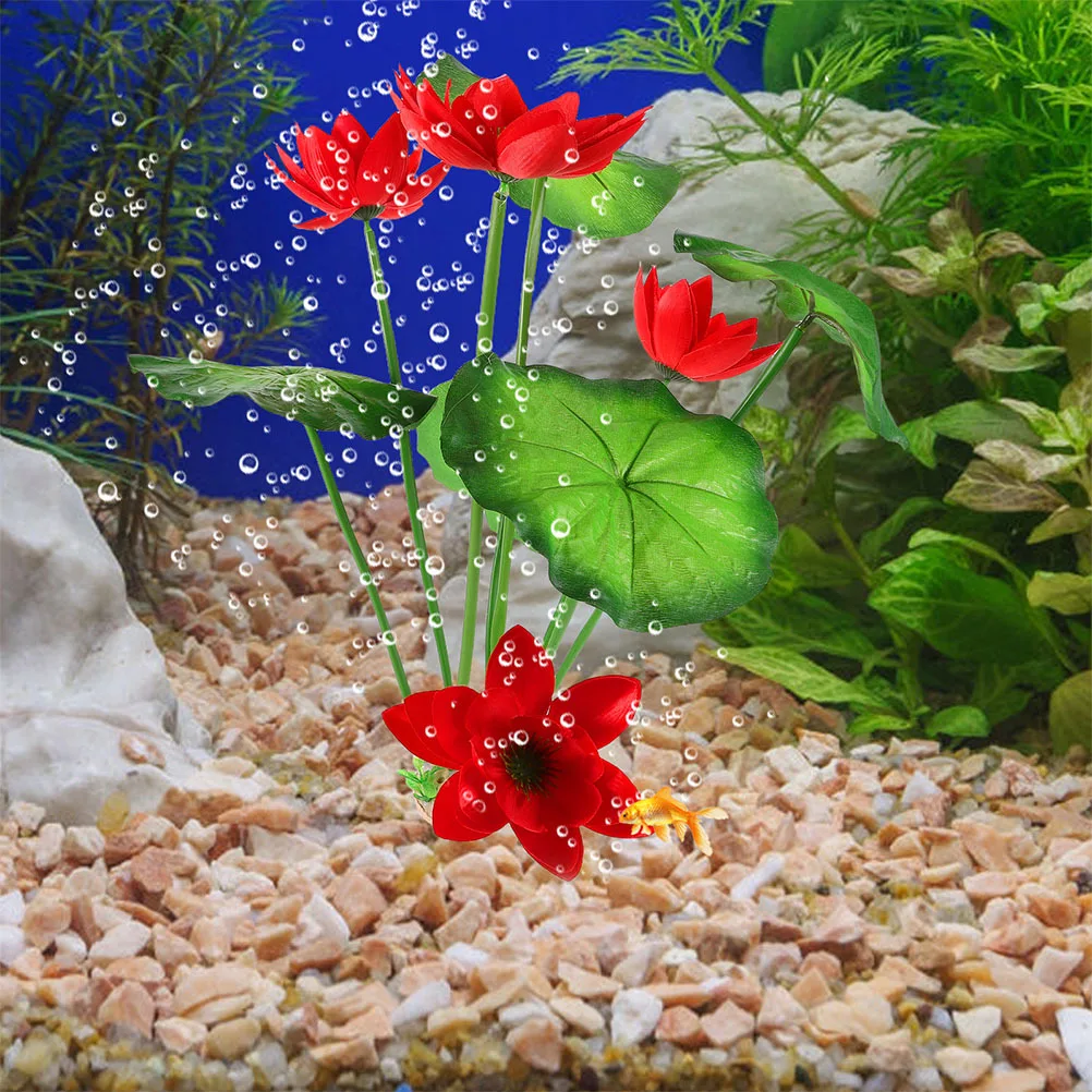 

2Pcs Fish Tank Aquarium Plants Artificial Lotus Flowers Realistic Plastic Green Water Grass Decoration Simulated Aquatic Plants