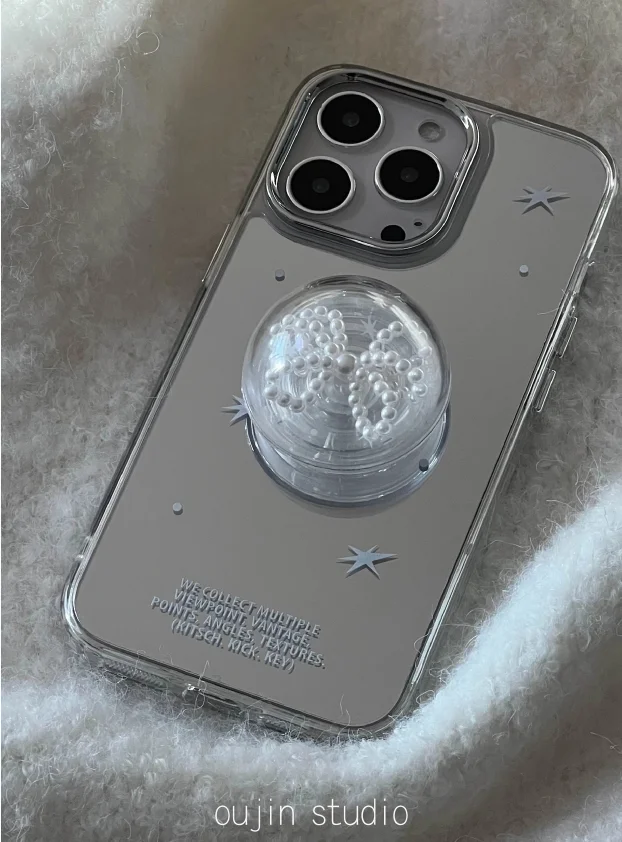 The same Korean Sweet Star print bow airbag phone holder is used for the telescopic desktop of the phone case