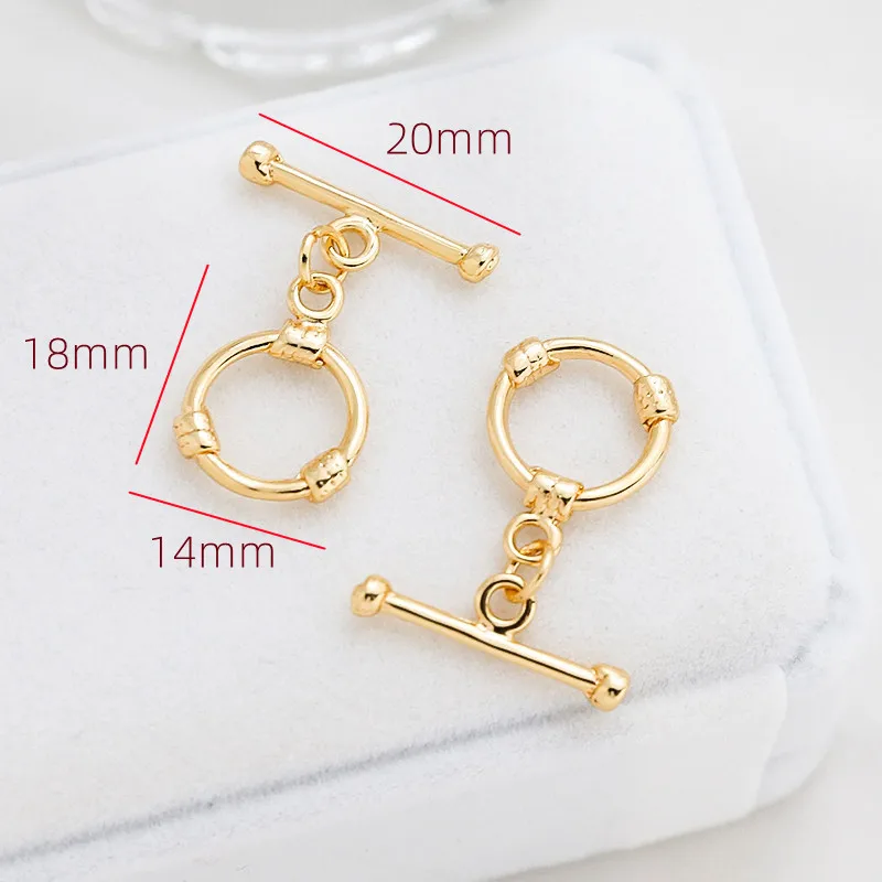 2 Pair 18K Gold Plated Toggle Clasps Connector Round Heart Ring T Bar Closure for Bracelet Necklace Jewelry Making DIY Craft