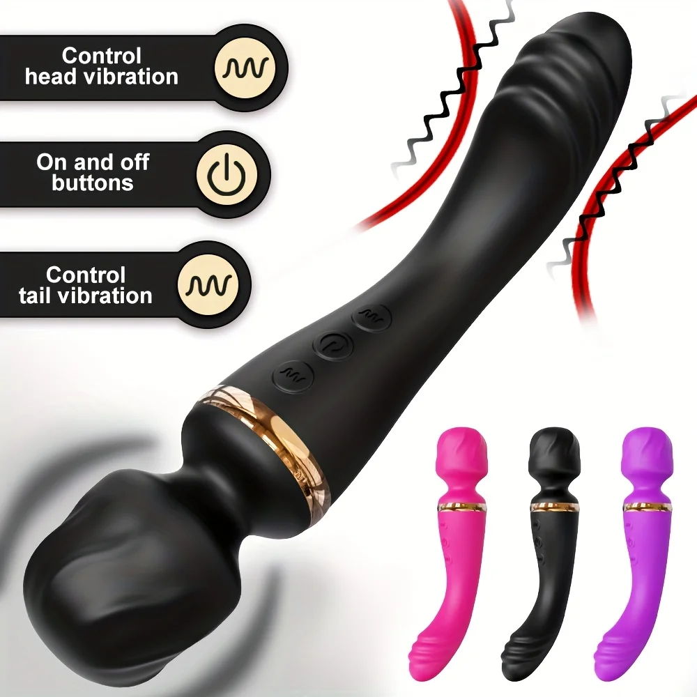 محرك مزدوج ماجيك AV هزاز للنساء محفز البظر USB قابلة للشحن مع 7 أوضاع للسرعة وتدفئة الذيل لعبة الجنس الكبار 18 #1