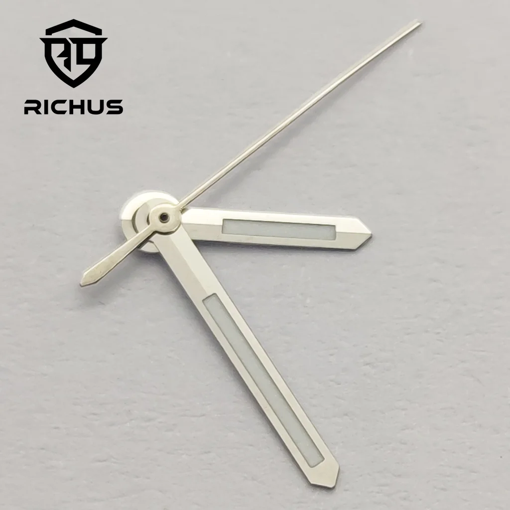 Стрелки часов RICHUS NH35 Серебряные стрелки часов Зеленые светящиеся подходят для NH34 NH35 NH36 ETA2824 2836 Механизм Miyota8215-DG