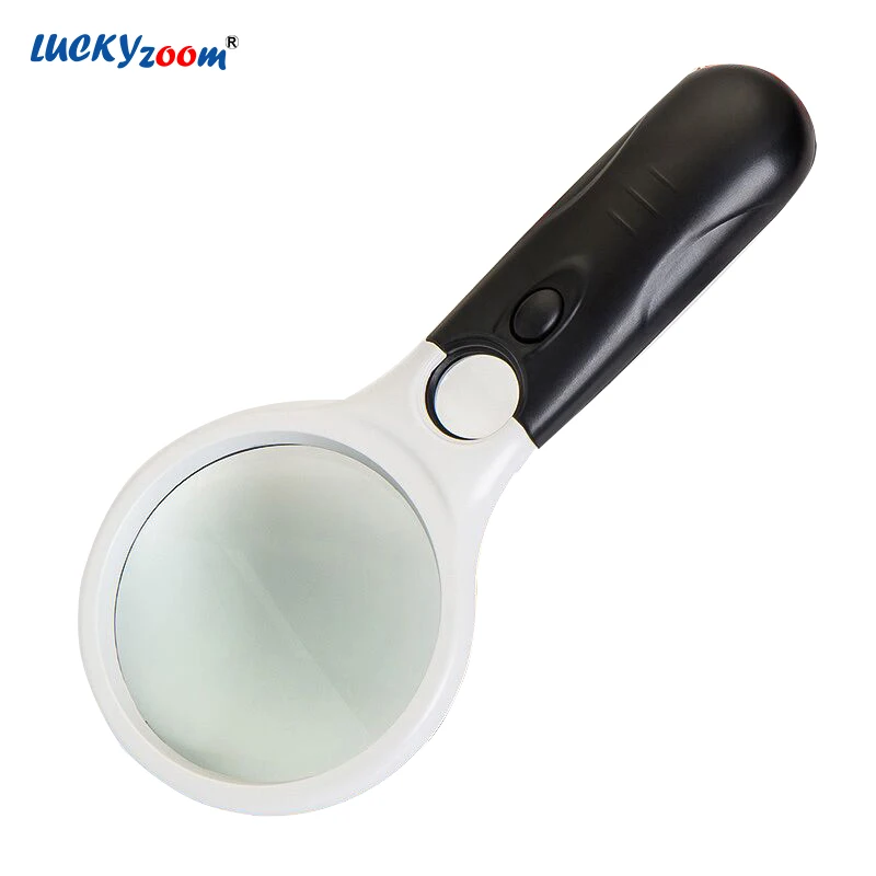 

Handheld Illuminated Magnifier LED 45X Magnifying Glass 3X Magnifying Glass Black White Magnifier Reading Glasses Jewelry Loupe