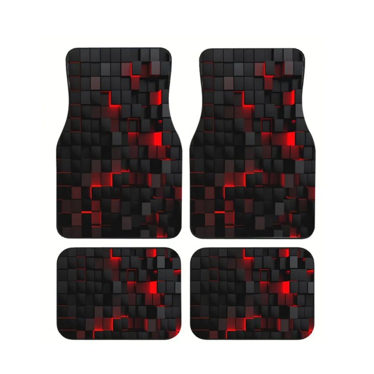 

Dark 3D Pixel Brick Geometric Graphic Car Floor Mats Waterproof Universal 4PCS Cyber Auto Interior Accessories For Sedans SUVs