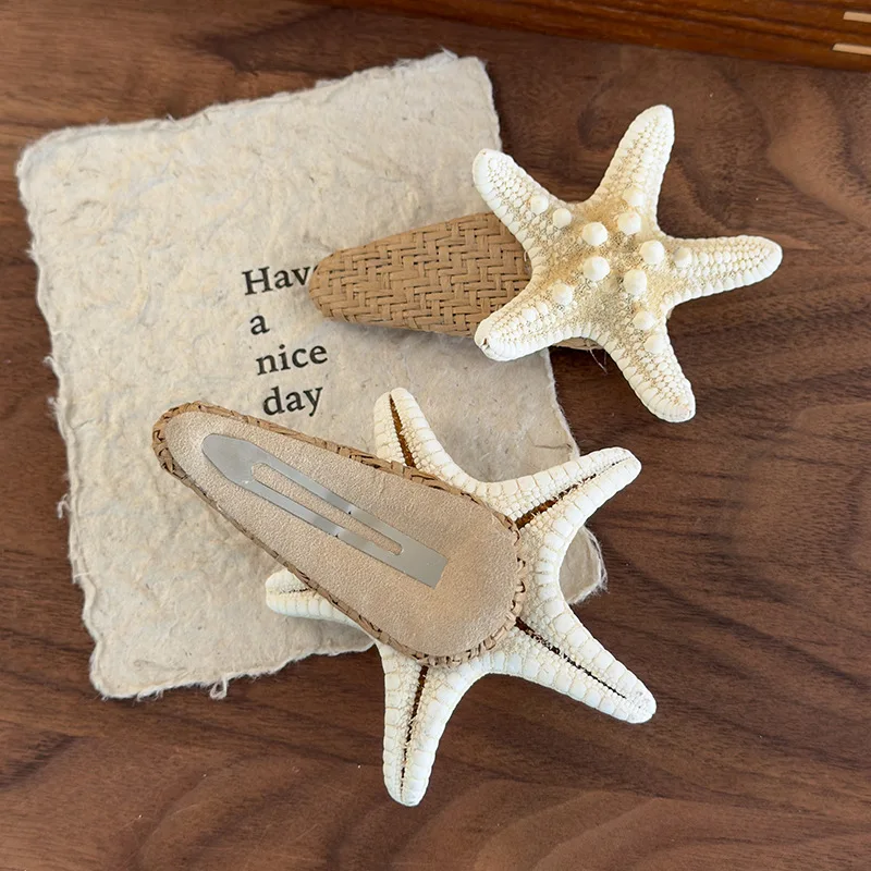 

Новая заколка для волос в виде морской звезды для женщин и девочек, для пляжного отдыха, для боковых прядей, в стиле ракушек и океана, корейские аксессуары для волос