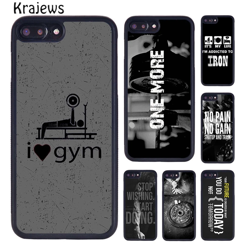 Krajews Bodybuilding Gym Fitness Phone Case Cover For iPhone 16 15 14 plus X XR XS 11 12 13 pro max coque