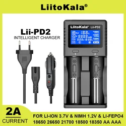 Liitokala PD2 500 3.2V 3.7V 3.8V 1.2V 25500 18650 18350 26650 20700 14500 NiMH Lithium LiFePO4 Rechargeable Battery Charger