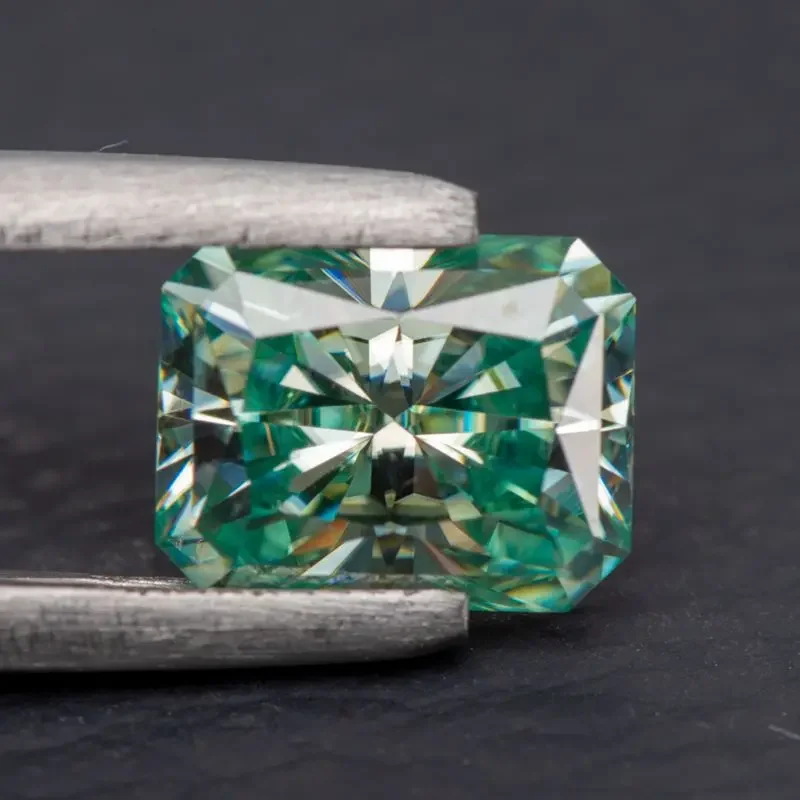 Moissanite Stone Natural Colour Radiant Cut Yellow Green Color VVS1 with GRA Certificate Gemstone Charms Jewelry Making Material