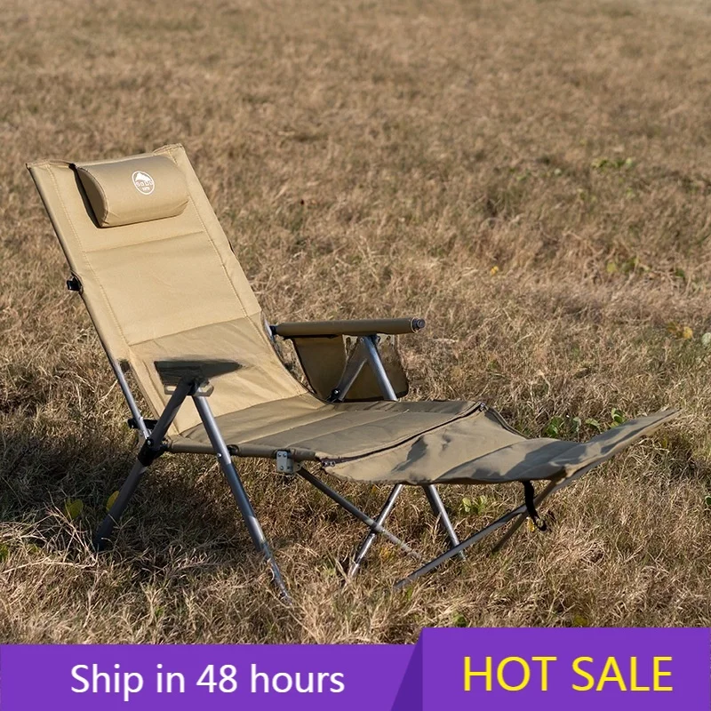 

YTYIN Hot Selling Five-Gear Adjustable Portable Fishing Chair Camping Reclining Deck Beach Chair with Foot Rest for Outdoor Use