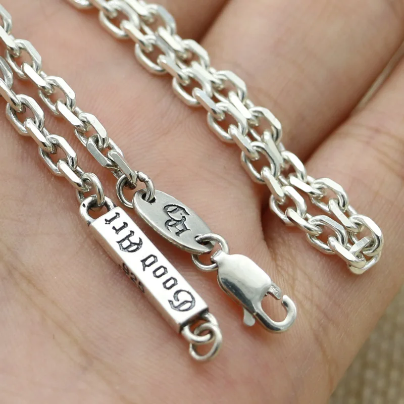 

925 sterling silver personalized long sweater chain retro Japanese and Korean women's necklace collarbone chain minimalist men's