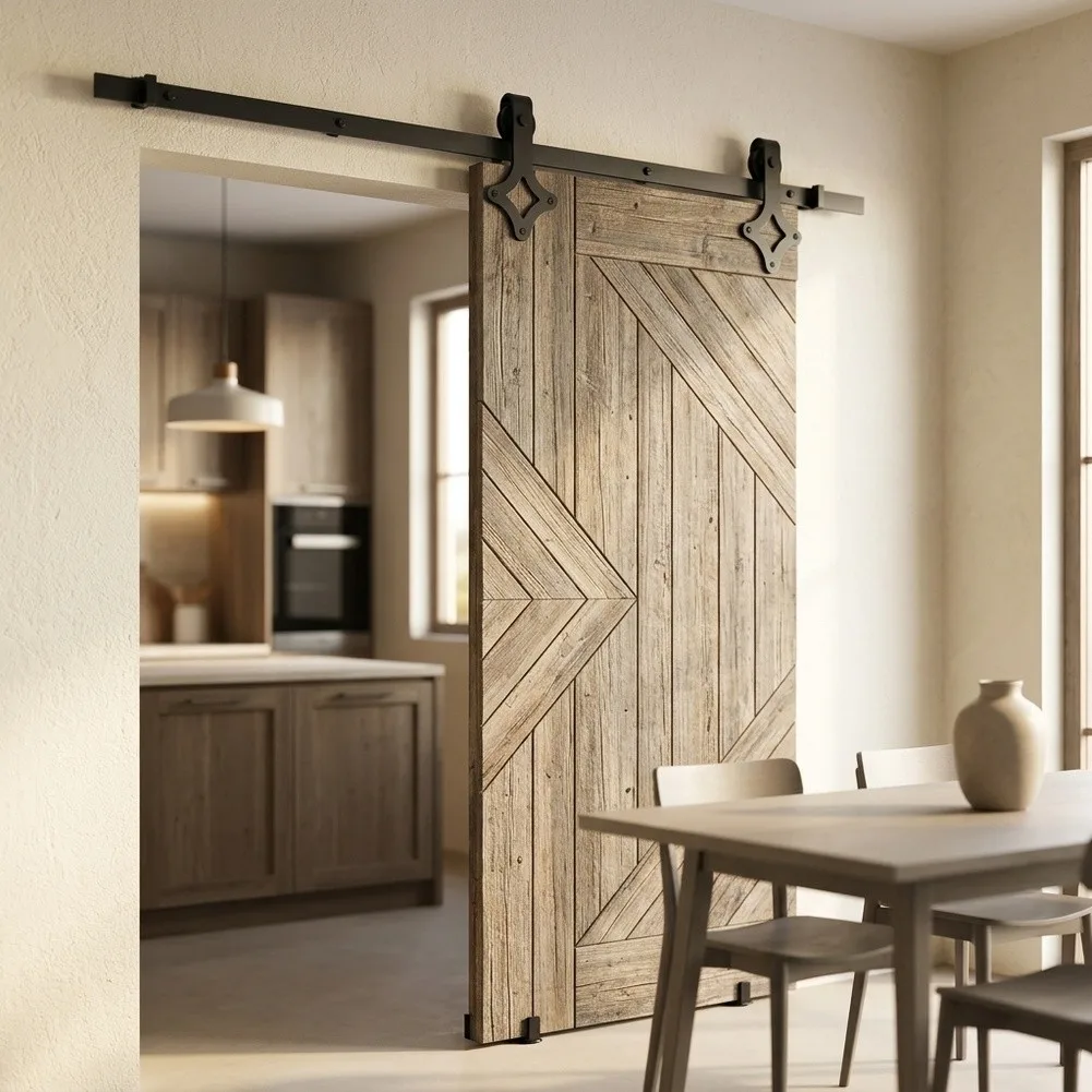 Sliding Door Hardware Diamond Shaped Hanger 2 Rollers For Interior Sliding Door Steel Black Sliding Door Fitting