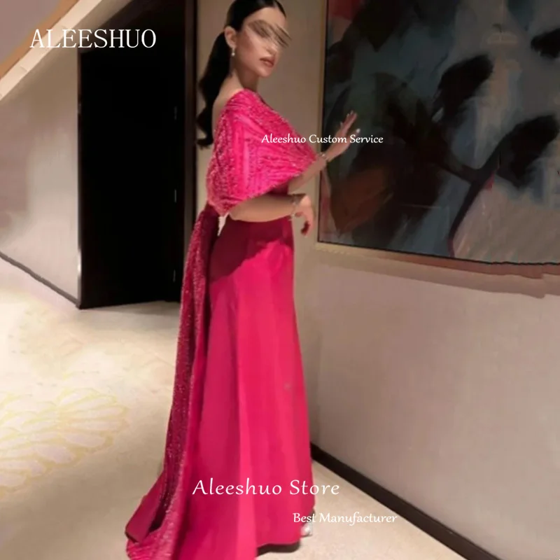 Aleeshuo Gorgeous A-Line Evening Dresses SatinStrapless Prom Dress Saudi Arabia Floor-Length Party Dresses Formal vestidos