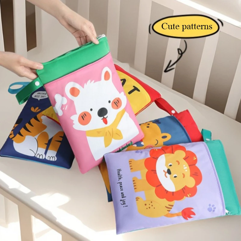 Моющаяся сумка для влажной/сухой уборки, подвесная сумка для коляски, аксессуар, подходит для детских подгузников, водонепроницаемая и многоразовая с двойными молниями