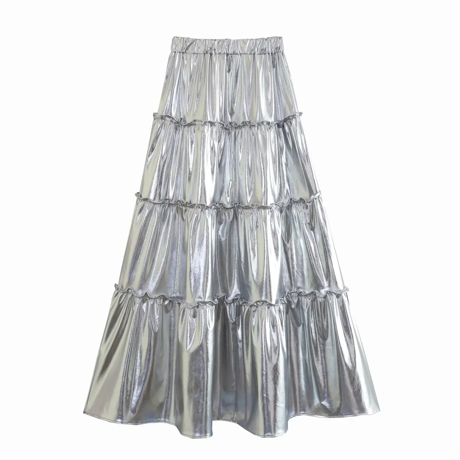 

Women's French high waisted slimming hot stamping design Midi midi skirt casual vintage LOOSE FIT flared skirt