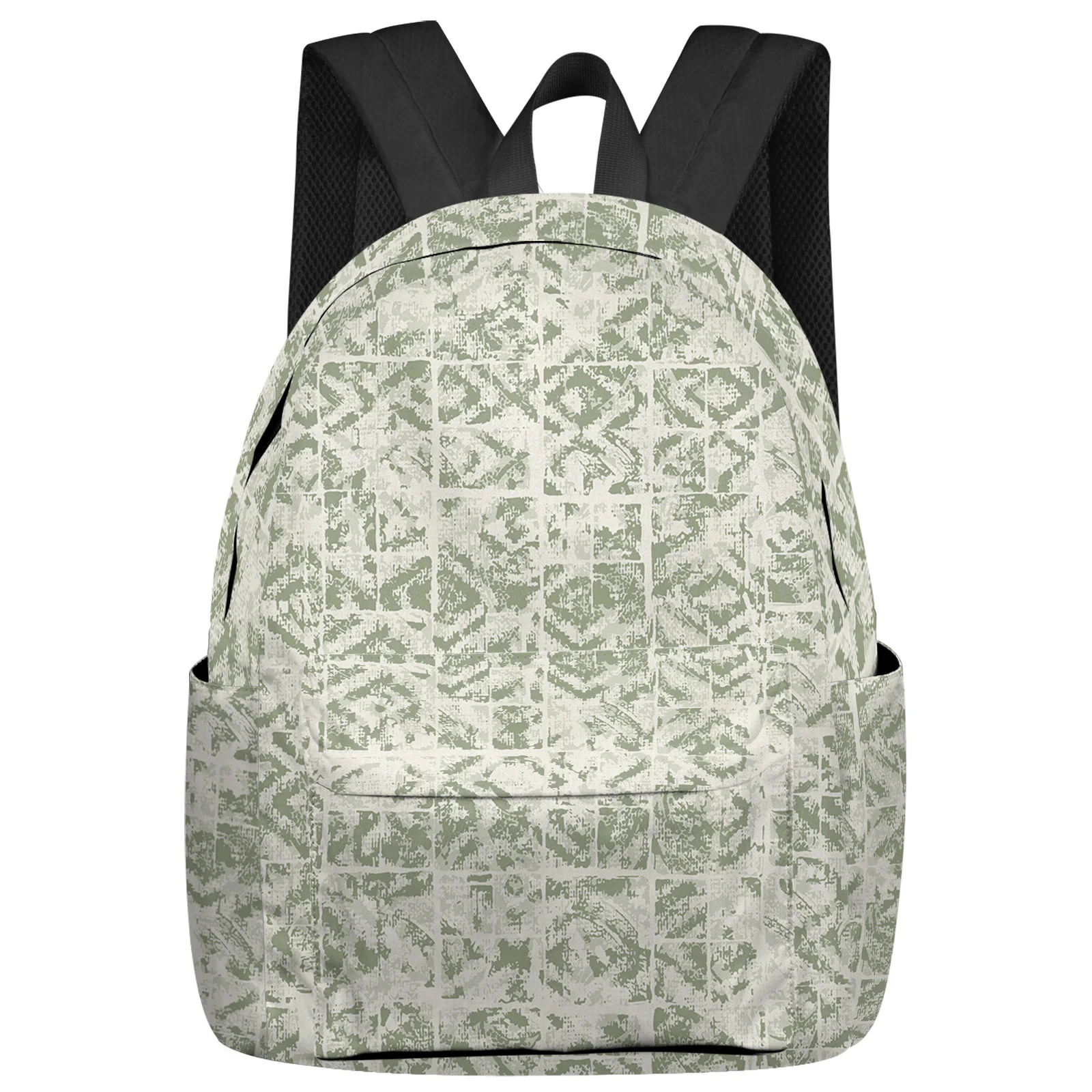 Abstract Circular Geometry Art White Green Women Man Backpacks Waterproof School Backpack For Student Boys Girls Bags Mochilas