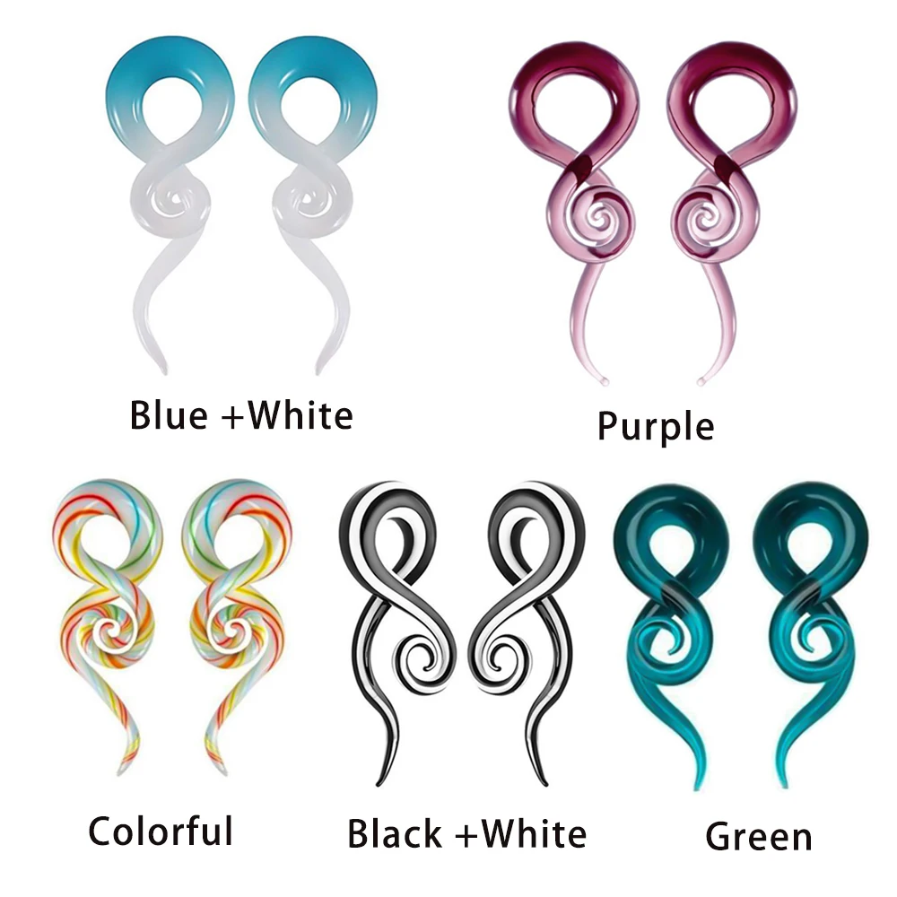 1 Pair Pyrex Glass Ear Spiral Taper Gauge 5-14mm Ear Plug Stretching Expander Piercing Glass Gauge Body Jewelry Pircing