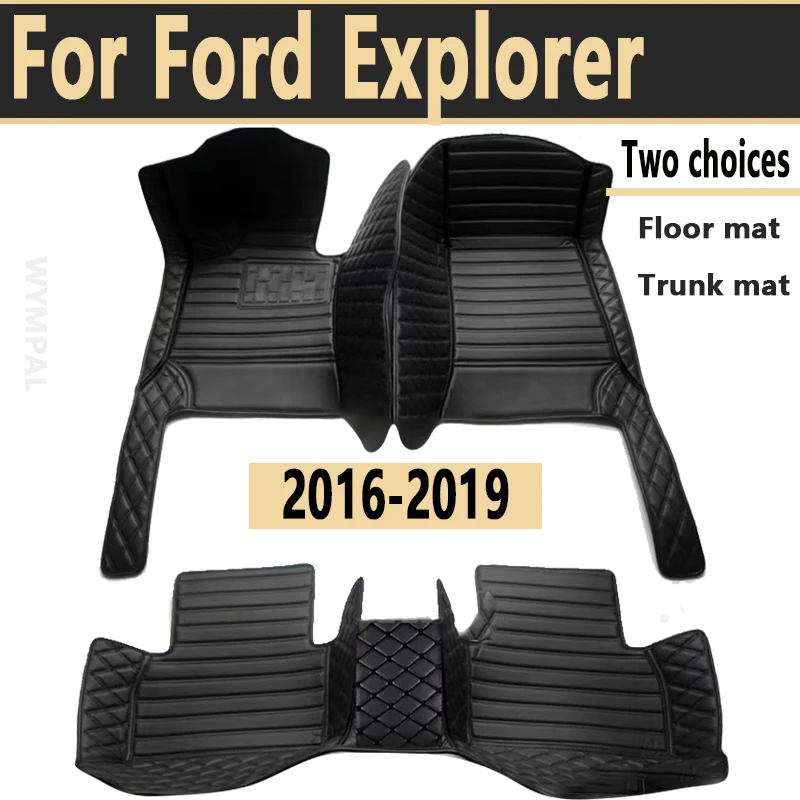 Car Floor Mat For Ford Explorer Classic U502 7seat 2016~2019 Non-slip Pad Waterproof Pads Rugs Leather Floor Mat Car Accessories