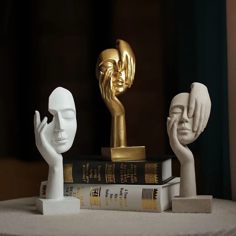 Abstract Thinker Statue Modern European Style Resin Sculpture for Home Office Decor TV Cabinet Showpiece Luxury Desktop Ornament