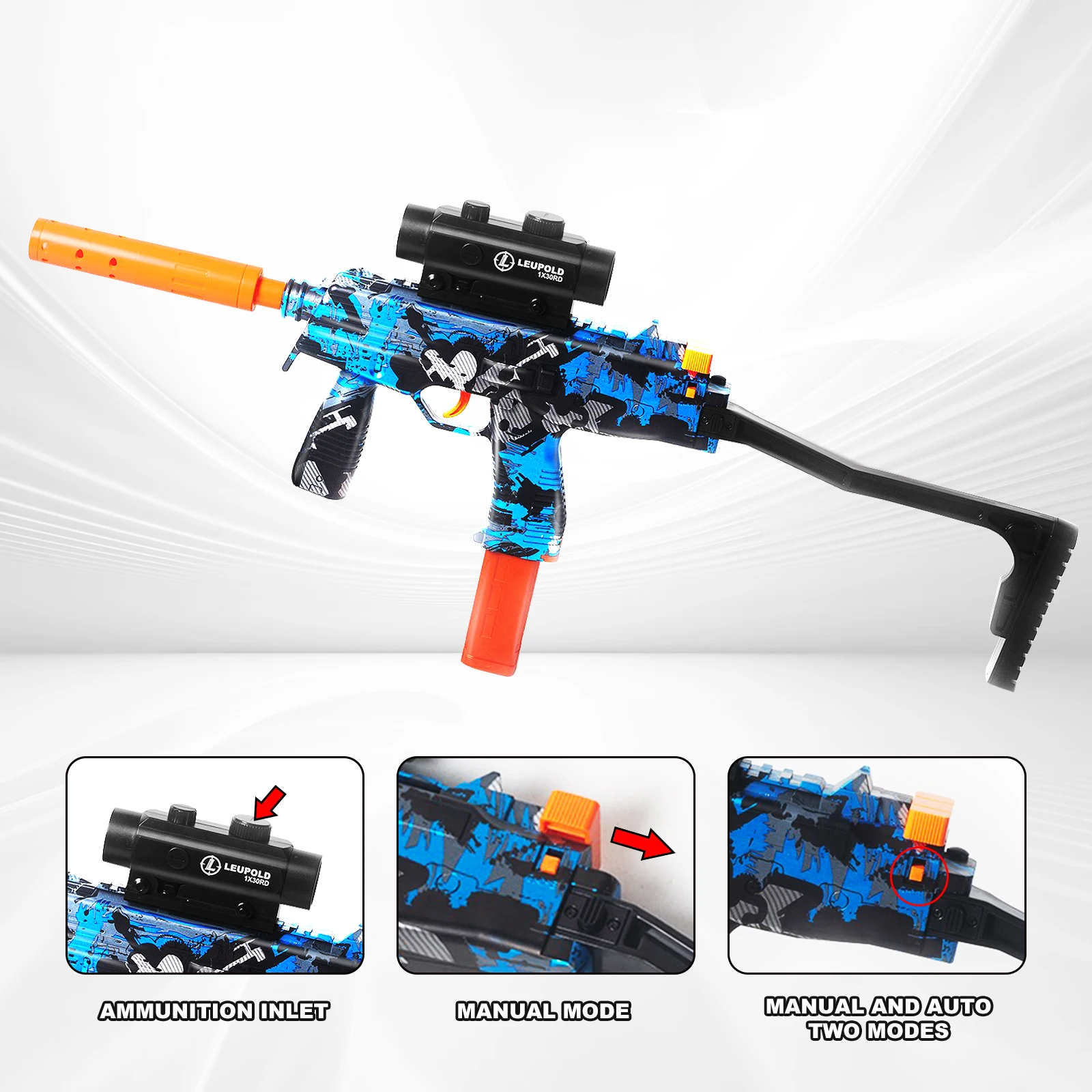 Gel Toy Gun Blaster Automatic, Electric Splatter Ball Toy Gun with Glasses, Fun Shooting Games(Without water bead)