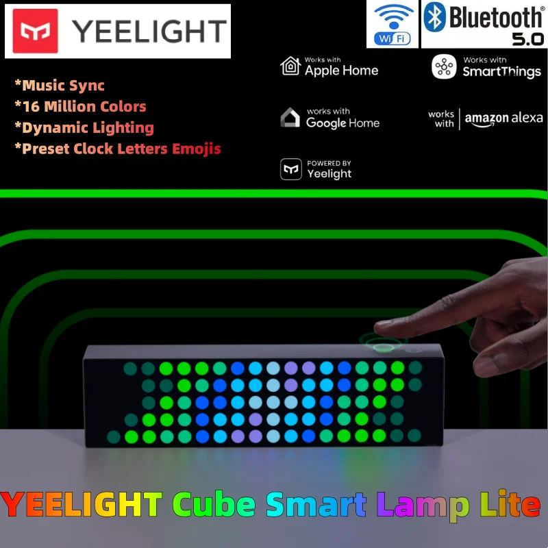 YEELIGHT Cube مصباح ذكي لايت ضوء ديناميكي RGB واي فاي اتصال بلوتوث 16 مليون لون مزامنة الموسيقى APP التحكم الذكي