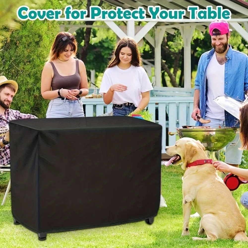 Multi-size Table Cover Black Silver Outdoor Courtyard Dustproof Sun Protection Cover Outdoor Trolley Dustproof Table Cover