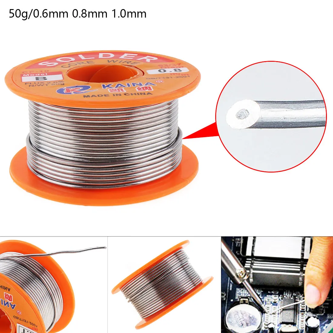 Solder Wire 63/37 50g Tin Clean Rosin Core 0.6/0.8/1.0/1.2/1.5/2.0mm Welding Soldering Iron Reel Flux 2% Soldering Wire