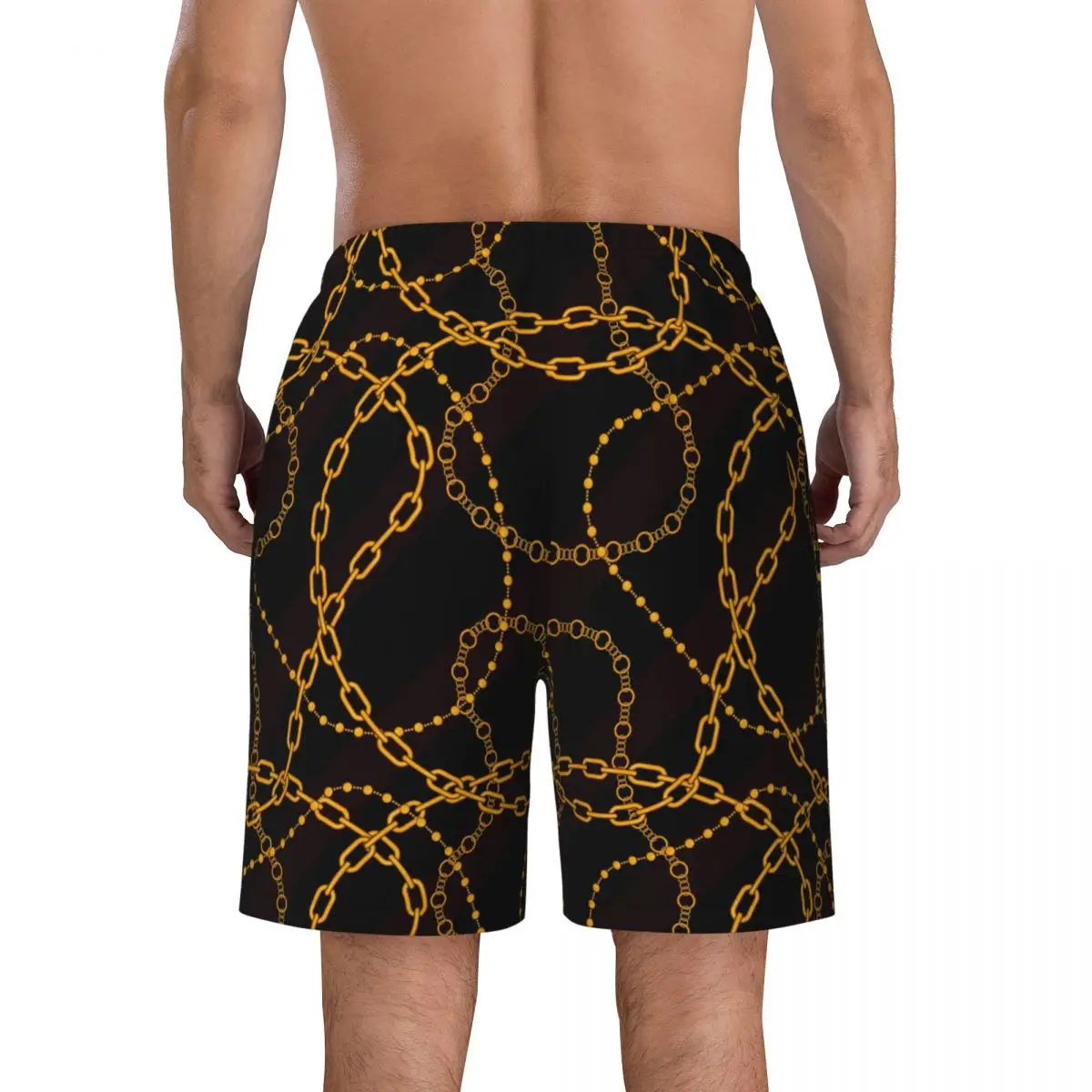 Swimsuits Golden Chain Board Shorts Summer Links Print Y2K Funny Board Short Pants Male Design Sports Breathable Swim Trunks