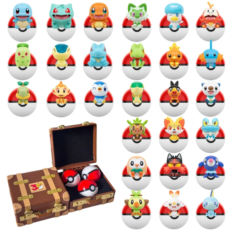 Caja Sorpresa de la Serie de Celebración del 30 Aniversario de Pokémon Anime, Mini Figuras Originales, Modelo Coleccionable, Juguete de Regalo