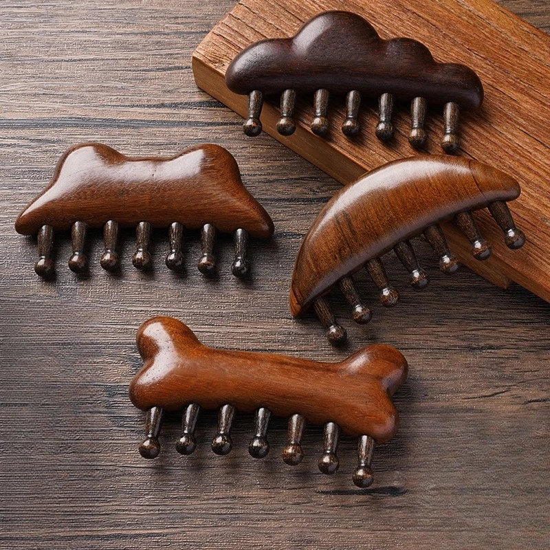 

Wooden Scalp Massage Comb Natural Sandalwood Meridian Comb Head Scraping Anti-static Hairdressing Comb